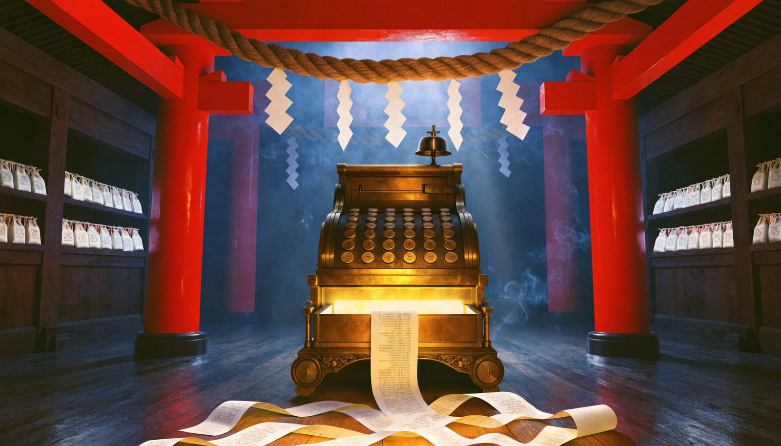 A Shinto shrine where an old register is enshrined like a deity